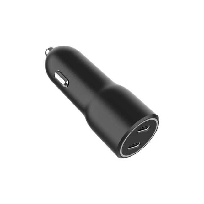 Автомобільний ЗП, 2xUSB-C (PD 20W), чорний