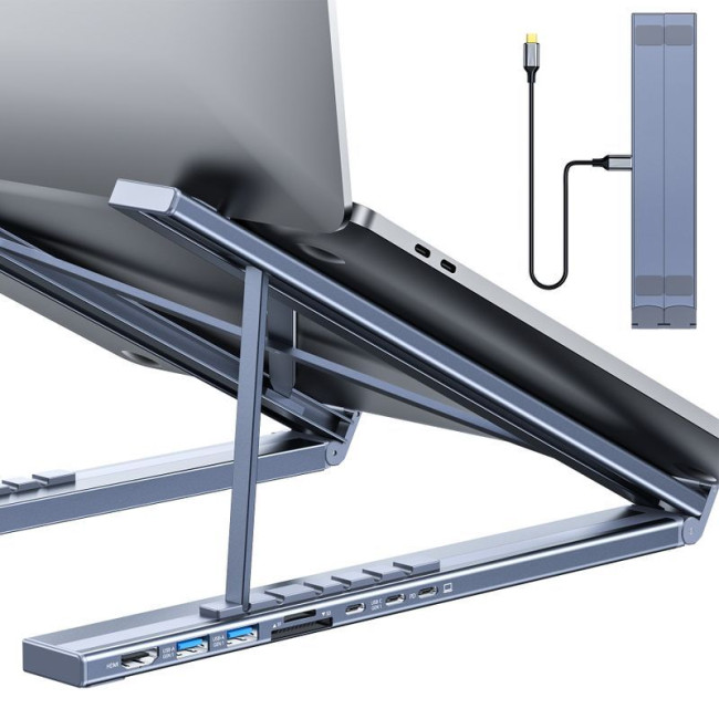 Док станція USB-C 7-в-1 (HDMI/PD/картридер/USB-A / USB-C), алюміній