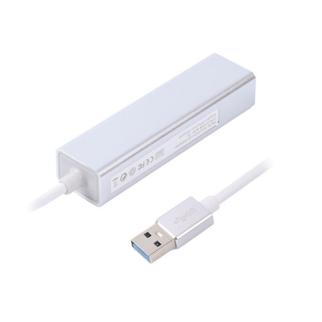 Адаптер, з USB на Gigabit Ethernet, 3 Ports USB 3.0, 1000 Mbps, метал, сірий