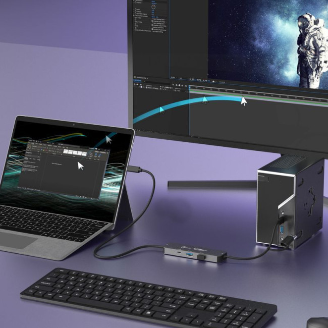 Адаптер-перемикач КМ / хаб 2-USB-A/1 USB-C