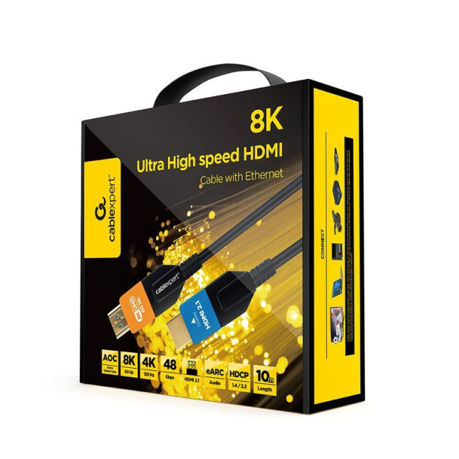 Кабель оптичний (AOC) HDMI V.2.1, 8К 60Гц/4К 120Гц, позолочені конектори, 10 м