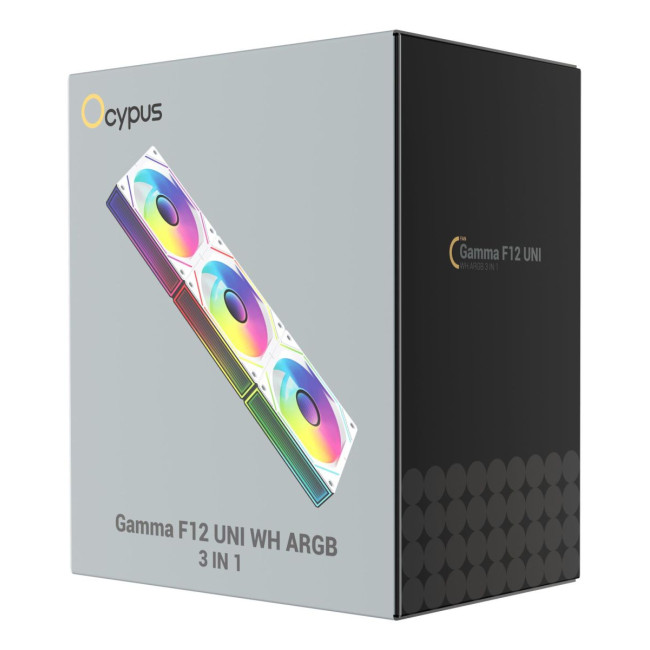 Набір із трьох вентиляторів для корпусу 120MM GAMMA F12 UNI WH ARGB 3 IN 1 (GAMMA-F12-WH3AM00U-GL) OCYPUS