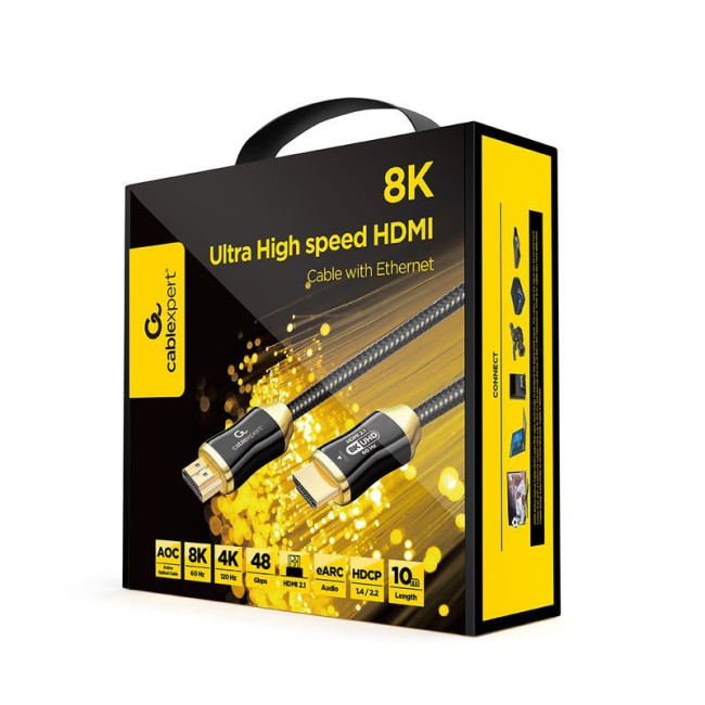Кабель оптичний (AOC) HDMI V.2.1, 8К 60Гц/4К 120Гц, позолочені конектори, 10 м