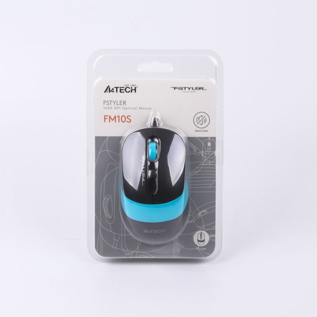 Миша дротова безшумна Fstyler, USB, 1600 dpi, синій