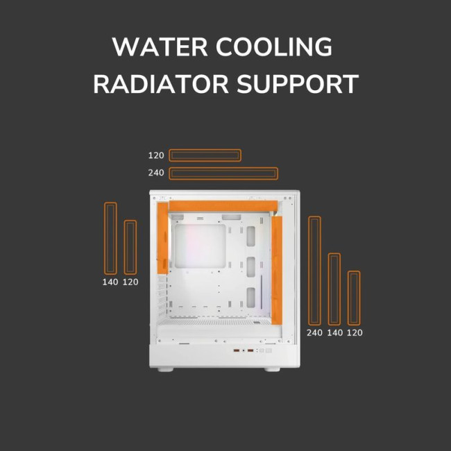 Ігровий корпус, 3*120mm RGB, 1*120mm ARGB вентилятори передвстановлені, ATX/mATX/mini-ITX, скляне вікно