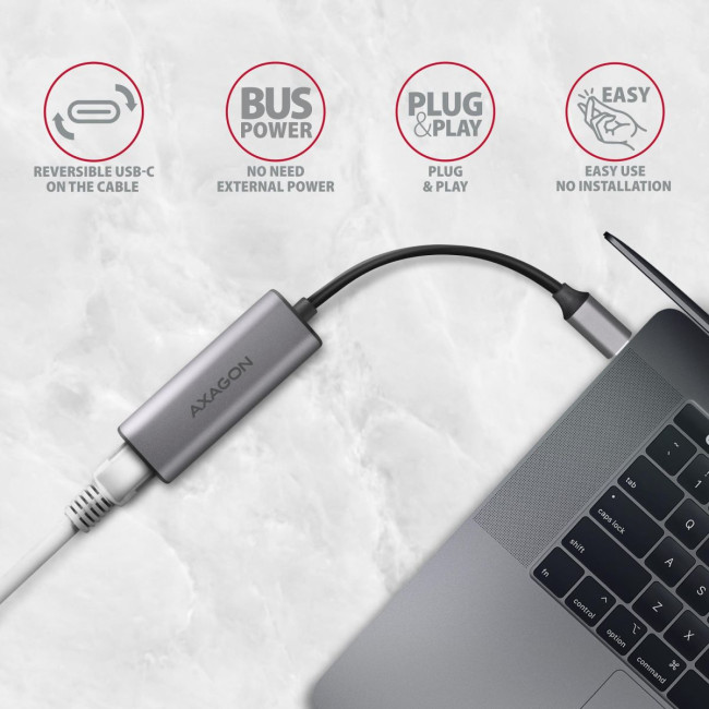 Мережевий адаптер AXAGON ADE-25RC SuperSpeed USB-C 2.5 gigabit, сірий