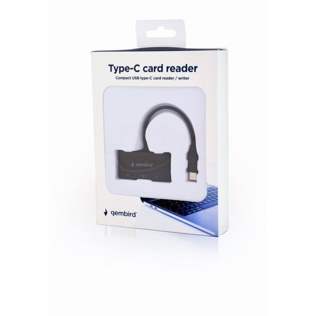 Type-C кардридер, вихід - USB 2.0, SD+Micro-SD, пластик, чорний