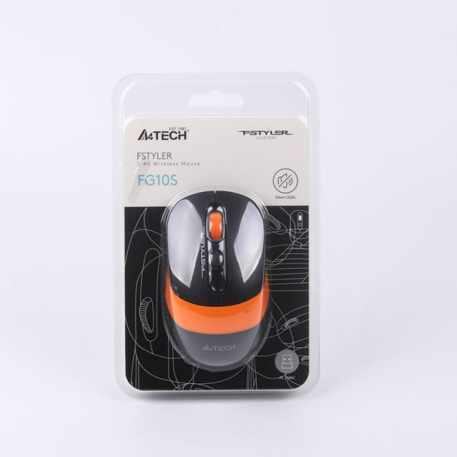 Миша бездротова безшумна Fstyler, USB, 2000 dpi, помаранчевий