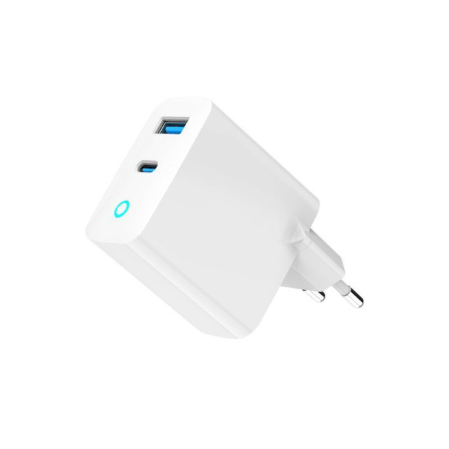 Мережевий ЗП, 1 USB-A + 1 Type-C (PD45Вт + QC3.0 18Вт), білий