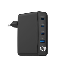 Мережевий ЗП, 1xUSB-A (QC3.0 30W)+3xType-C (PD 100W), чорний
