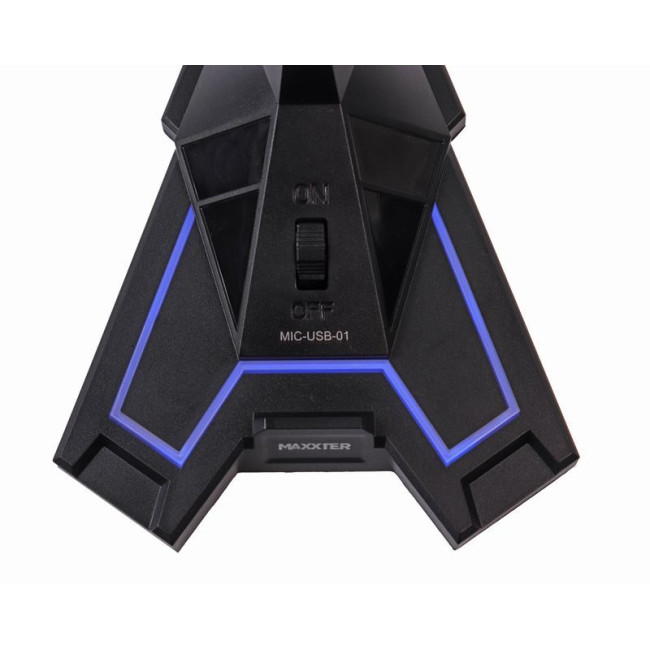 Мікрофон настільний, USB, ігровий, синє підсвічування, чорний