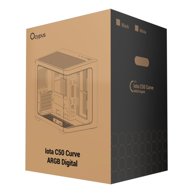 Корпус для комп'ютера IOTA C50 WH CURVE ARGB DIGITAL (IOTA-C50-WHD300CD-GL) OCYPUS
