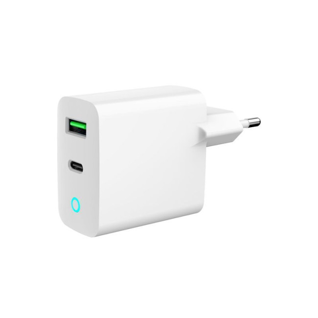 Мережевий ЗП, 1 USB-A + 1 Type-C (PD20Вт + QC3.0 18Вт), білий