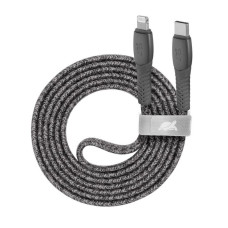 Кабель USB 2.0 Lighting/Type-C, тканинне обплетення, 1.2 м, 3 А, сірий