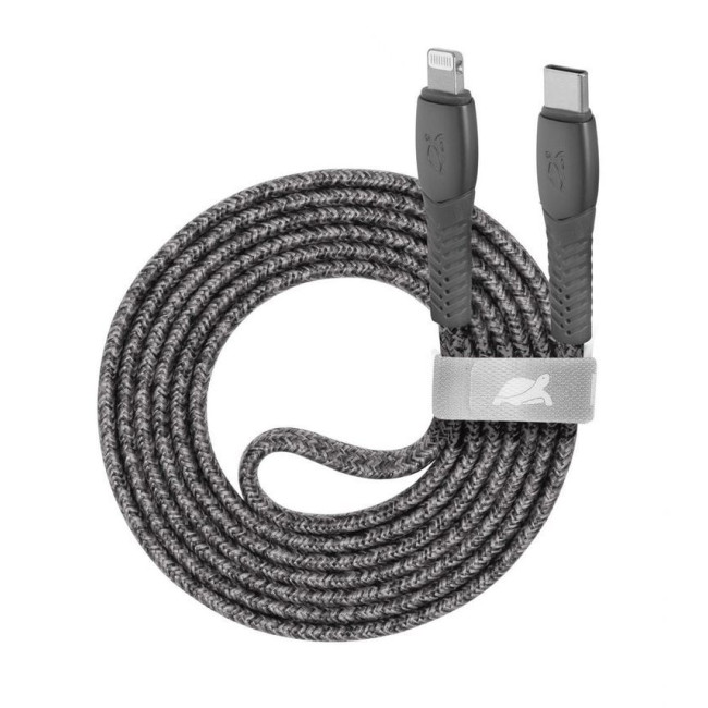 Кабель USB 2.0 Lighting/Type-C, тканинне обплетення, 1.2 м, 3 А, сірий