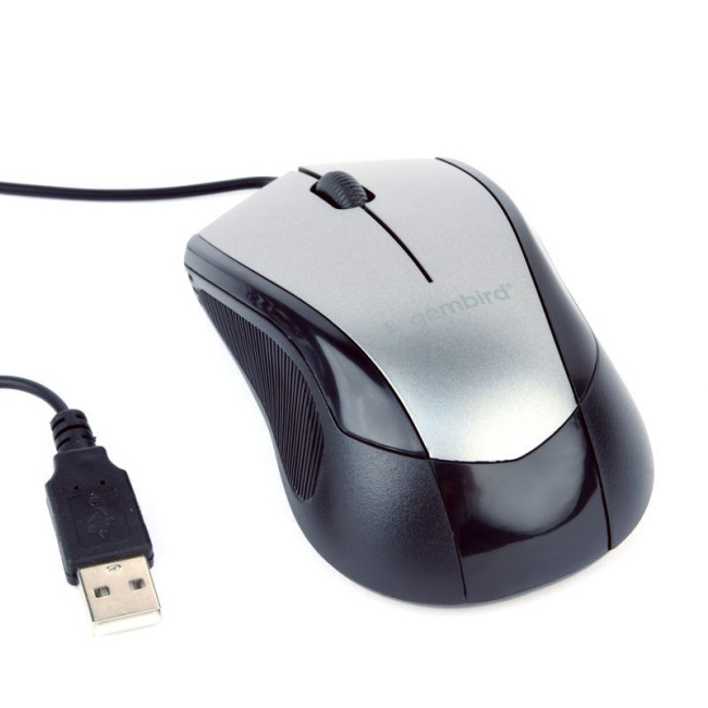 Оптична миша, USB інтерфейс, 1000 dpi, сіро-чорний