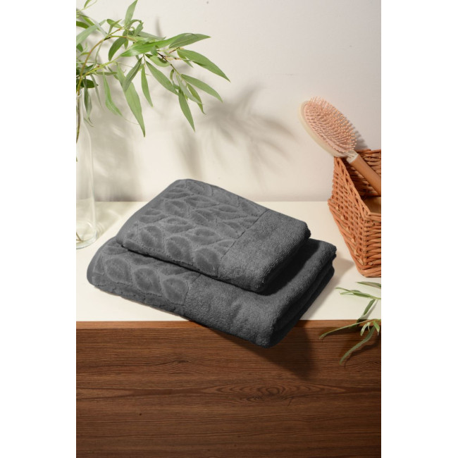 Набір рушників Soho 50х90+70х140 см Leaves Dark Gray