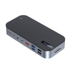 Док станція USB-C 15-в-1 (HDMI / PD / картридер / LAN / USB-A / USB-C Аудіо), алюміній
