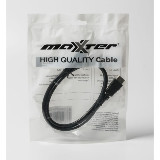 Кабель HDMI V.2.0, 4К 60 Гц, позолочені конектори, 1 м