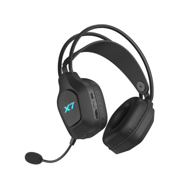 Гарнітура X7 USB з підсвічуванням, 2.4GHz+Bluetooth v5.3+AUX 4-Pin, чорна