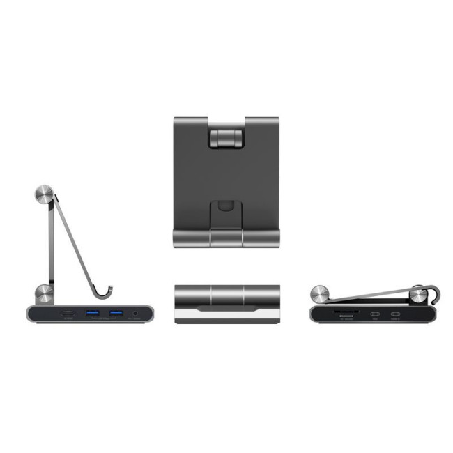 Док станція Ipad USB-C 8-в-1 (HDMI/PD/картридер/USB-A/USB-C/Audio), алюміній