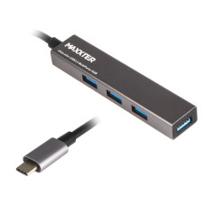 Хаб USB 3.0 Type-С на 4 порти, метал, темно-сірий