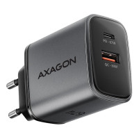 Мережевий зарядний пристрій AXAGON ACU-PQ67, 2x port (USB + USB-C), PD3.0/QC4+/PPS/Apple, 67W, сірий