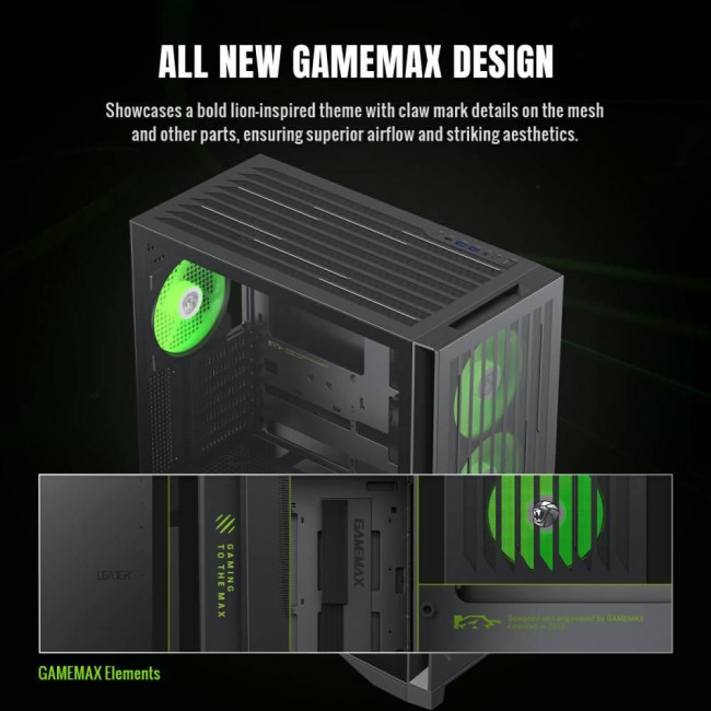 Корпус для комп'ютера ATX W/O PSU LEADER 2 BK GAMEMAX
