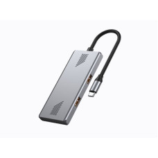 Хаб на 4 порти 2xUSB 3.2,2xUSB-C, метал, сріблястий