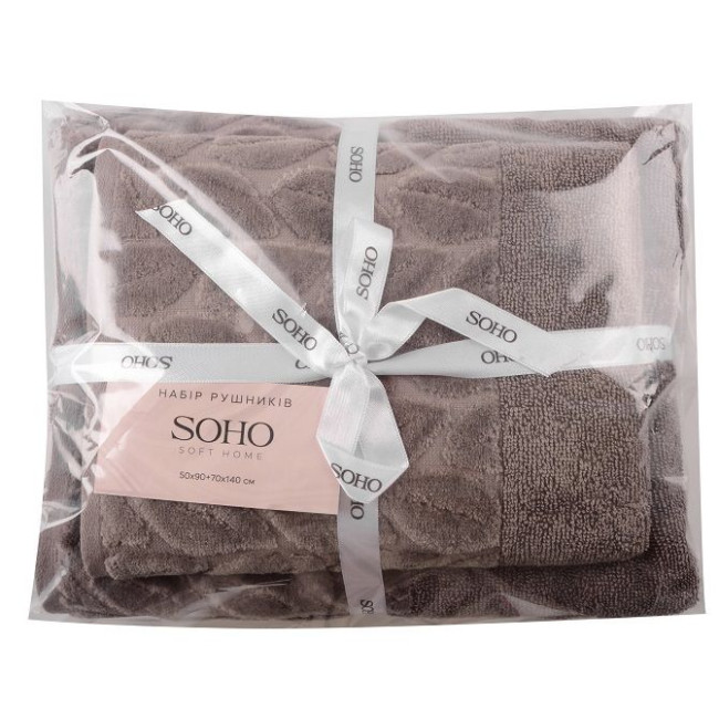 Набір рушників Soho 50х90+70х140 см Leaves Cappuccino