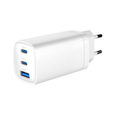 Мережевий ЗП, 1xUSB-A (QC3.0 27W)+2xType-C (PD 65W), білий