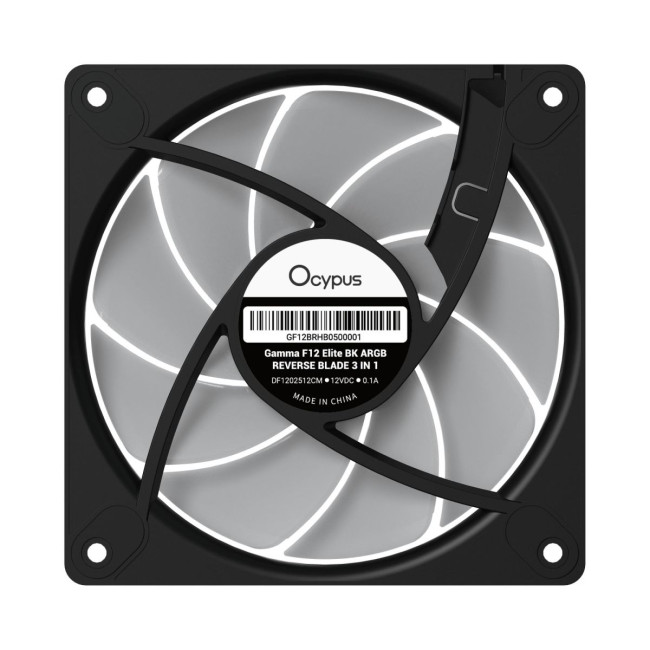 Корпусний вентилятор GAMMA F12 ELITE BK ARGB REVERSE BLADE (GAMMA-F12-BK1AM01E-GL) OCYPUS