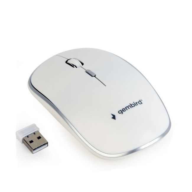 Бездротова оптична миша, USB, 1600 dpi, бiлий