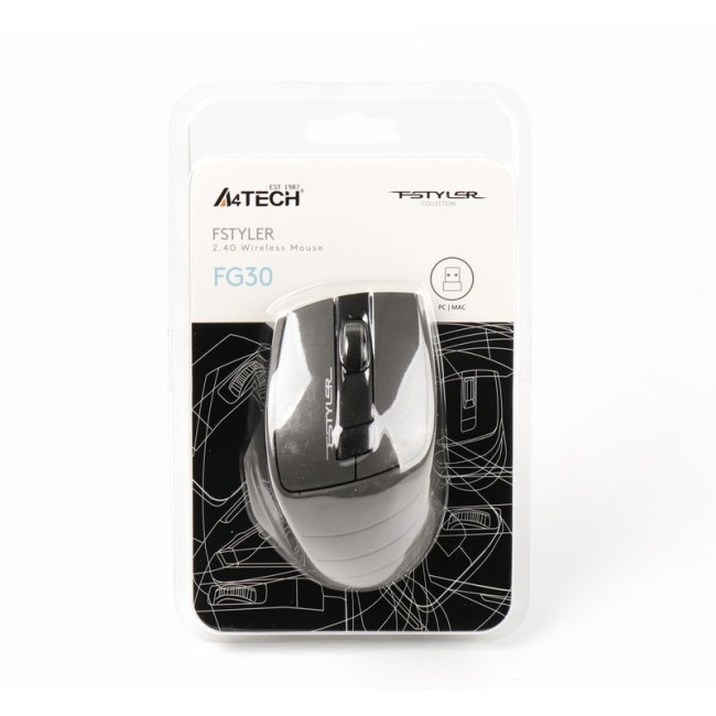 Миша бездротова A4tech Fstyler, USB, 2000 dpi, сірий