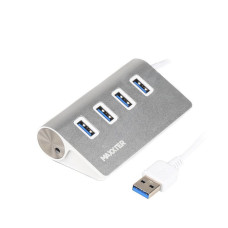 Хаб USB 3.0 Type-A на 4 порти, метал, сріблястий
