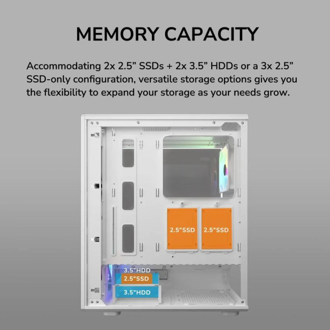 Ігровий корпус, 3*120mm RGB, 1*120mm ARGB вентилятори передвстановлені, ATX/mATX/mini-ITX, скляне вікно