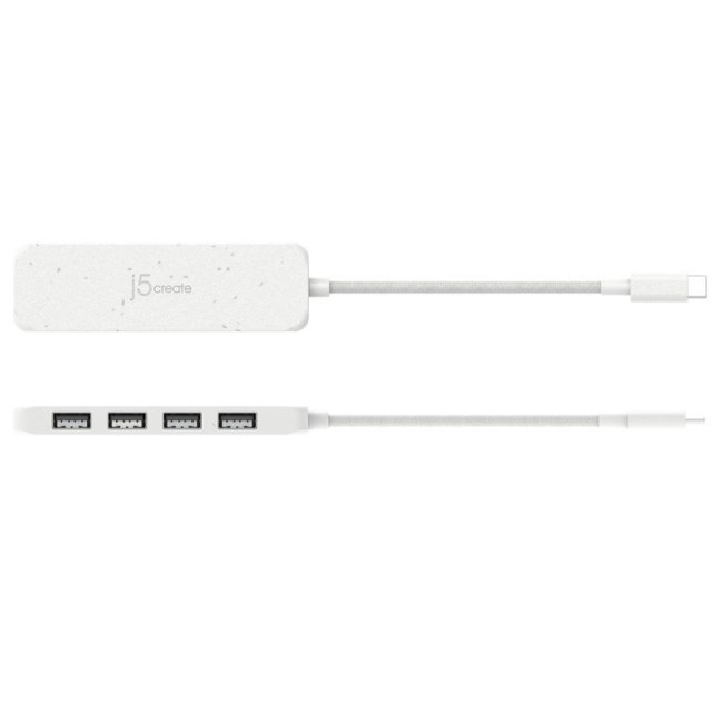 Хаб USB 3.2, 10Gbps, USB-С на 4 USB-A, білий