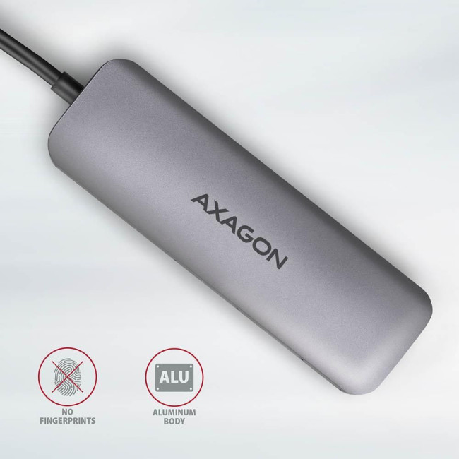 Хаб концентратор AXAGON HMC-5 SuperSpeed USB-C COMBO 5in1 hub, Сірий