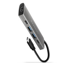 Хаб концентратор AXAGON HMC-5G2 USB-C 10Гбіт/с SPEEDSTER 5in1 hub (rev2.0), Сірий