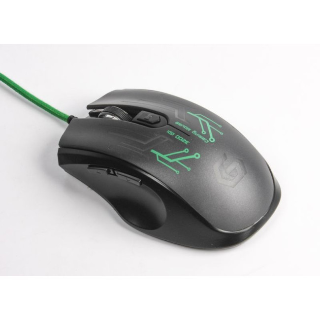 Оптична ігрова миша, USB інтерфейс, 3200 dpi, зелений