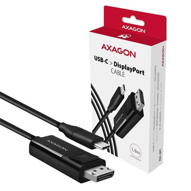 Кабель AXAGON RVC-DPC USB-C-DisplayPort, 1.8m, 4K/60Hz, чорний