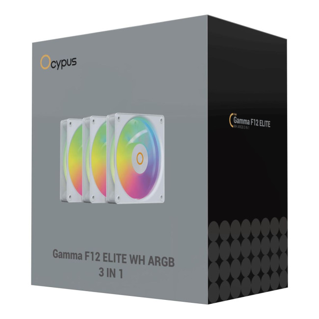 Набір із трьох вентиляторів для корпусу 120MM GAMMA F12 ELITE WH ARGB 3 IN 1 (GAMMA-F12-WH3AM00E-GL) OCYPUS