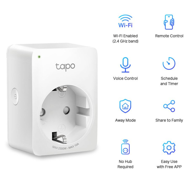 Розумна міні Wi-Fi розетка TP-Link Tapo P100 (1-PACK)