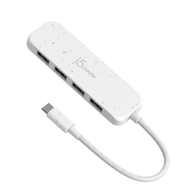 Хаб USB 3.2, 10Gbps, USB-С на 4 USB-A, білий