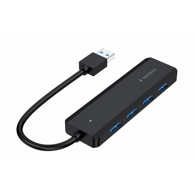 Хаб на 4 порти USB 3.1,USB-A, USB-C PD, пластик, чорний
