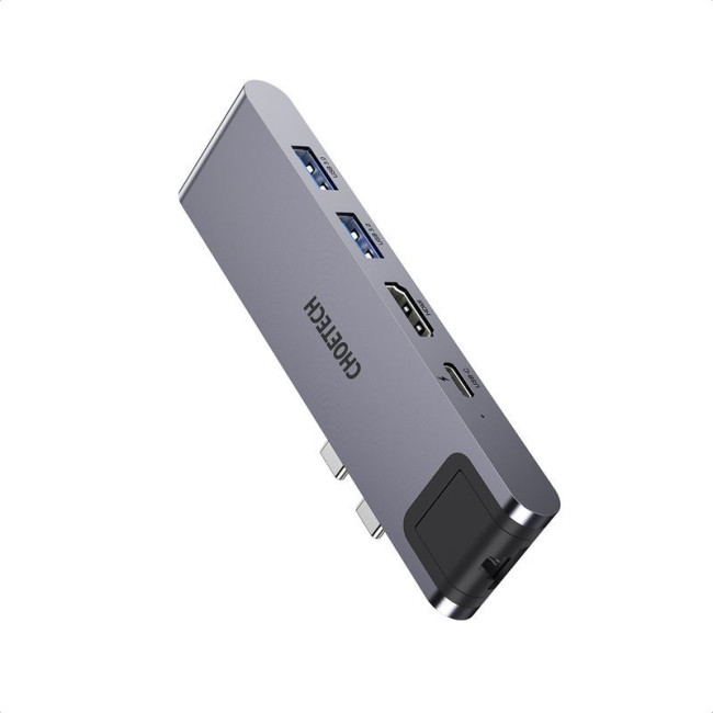 Док станція USB-C 7-в-1 (HDMI/LAN/картрідер/USB-A/USB-C), для MacBook Pro/Air, алюміній