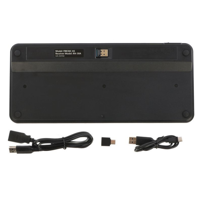 Клавіатура бездротова Fstyler, Bluetooth / 2.4 ГГц, з акумулятором, quiet key, чорний