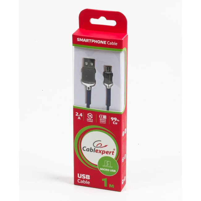 Кабель micro USB 2.0 A-тато/Micro B-тато, преміум, 2.4 А