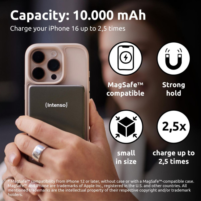 Портативний зарядний пристрій USB 10000MAH MAG GREY MW10000 7344034 INTENSO