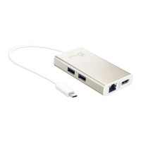 Мультиадаптер USB-C 5-в-1 (хаб/HDMI/PD/LAN), сірий